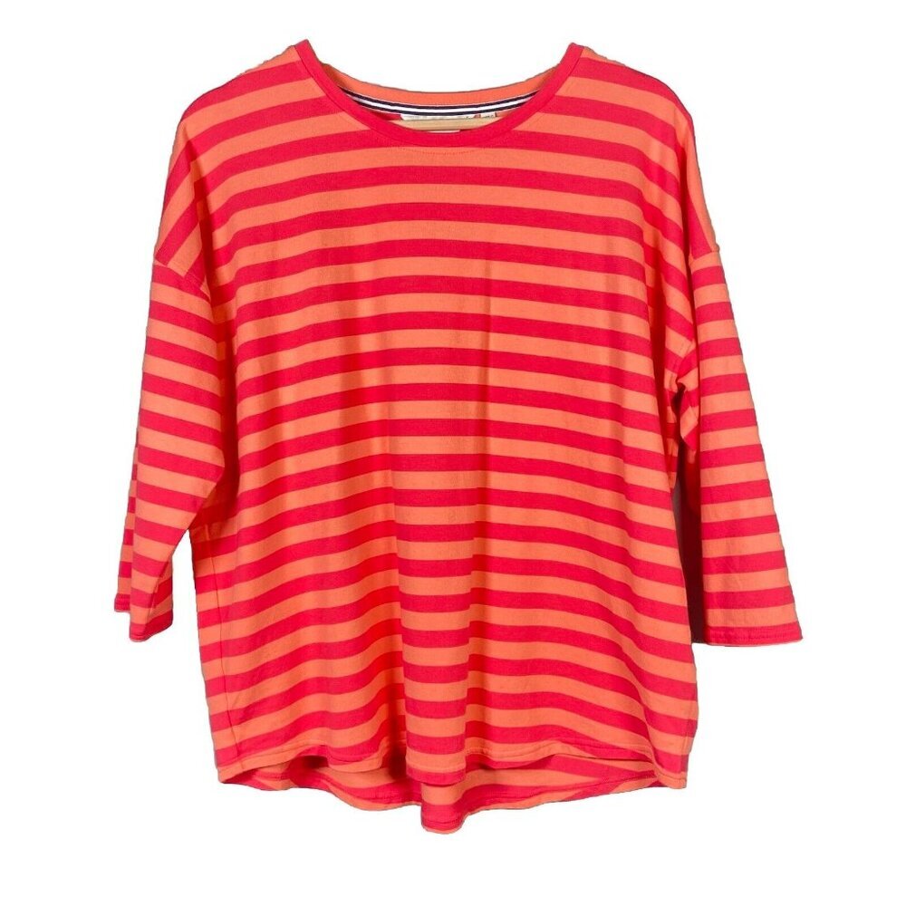 Vineyard Vines 3/4 Sleeve Shirt Pink Orange Stripes Resortwear Women’s M Preppy - Picture 1 of 10